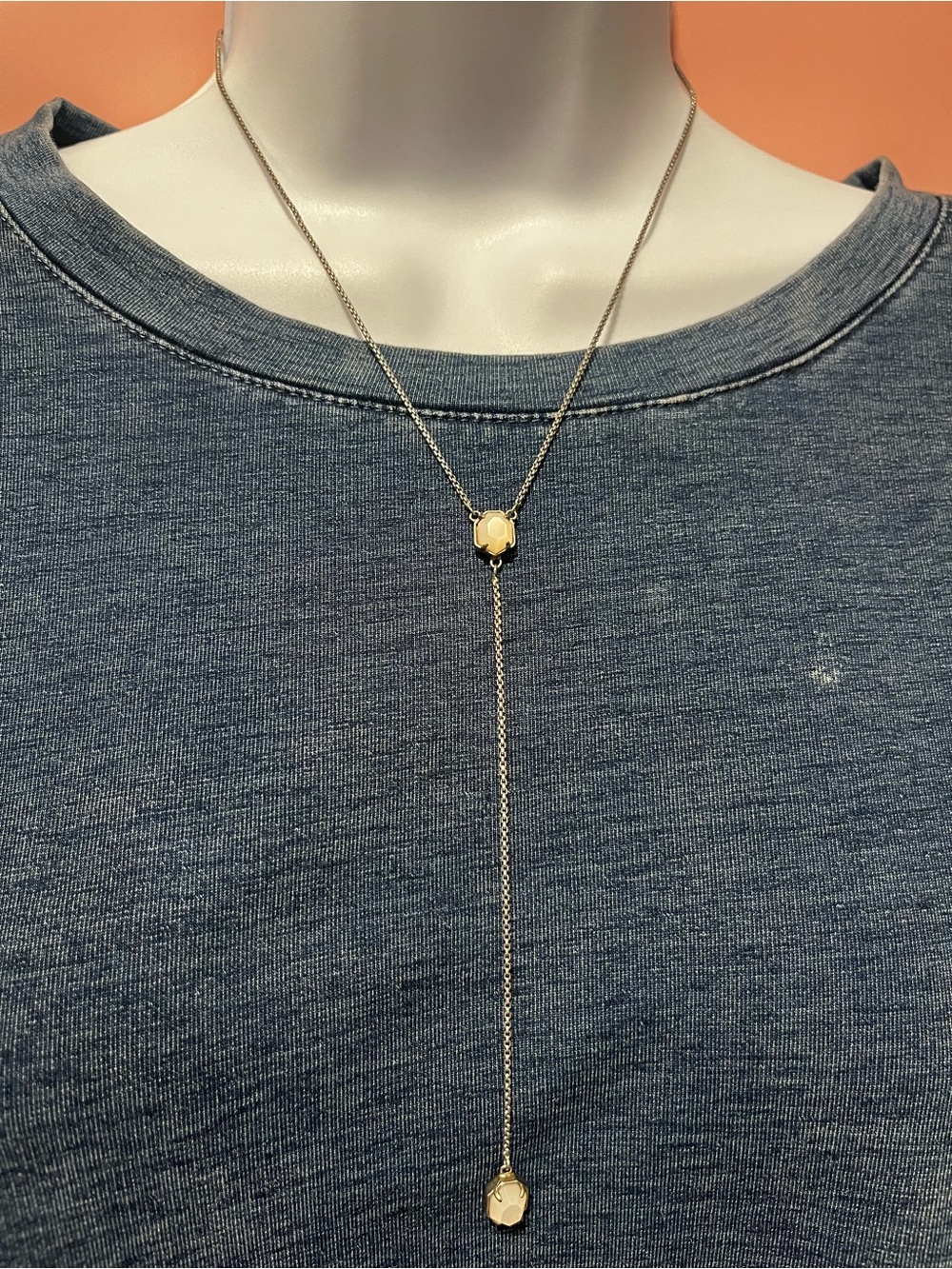 Kendra Scott Silver Y-Style Lariat Necklace with Glass Hex Pendant - Silver